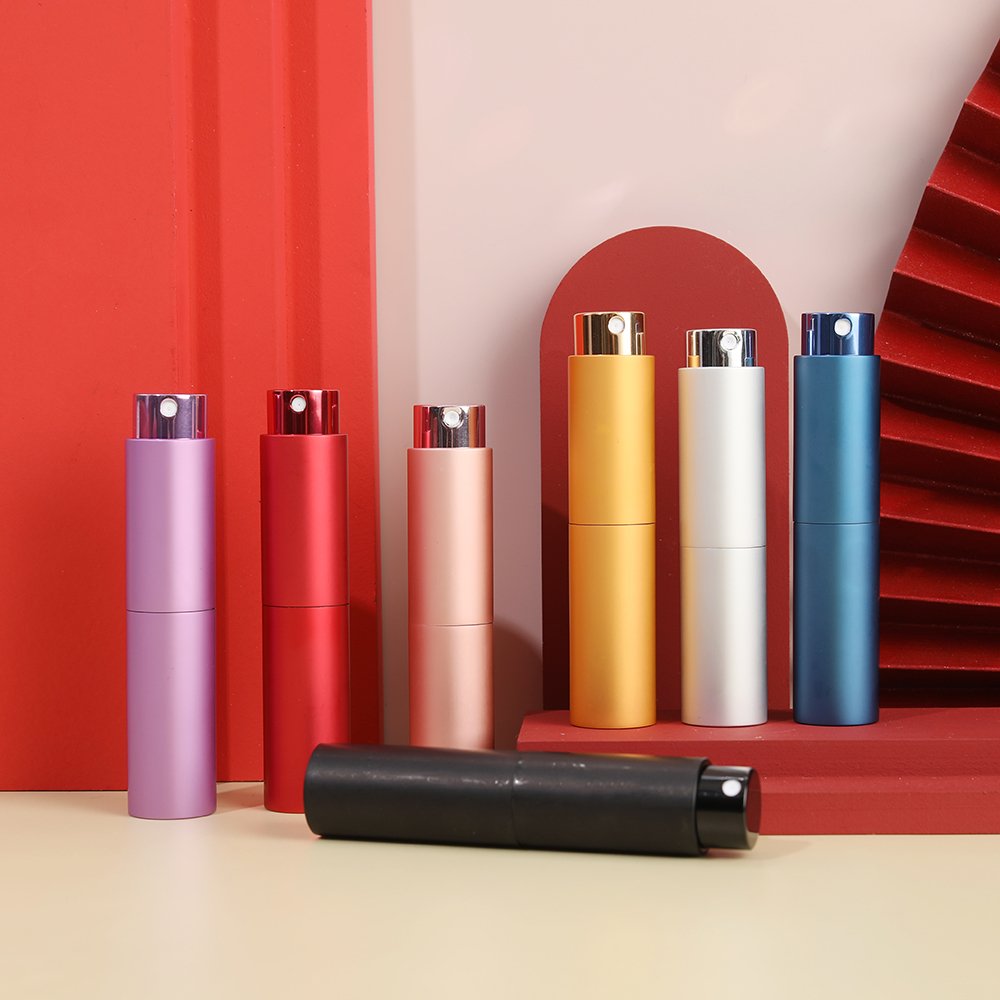 Custom High Quality 10ml Black Travel Refillable Cologne Bottles Men Aluminum Collar Metal Base Skin Care Serum Cosmetics 10ml