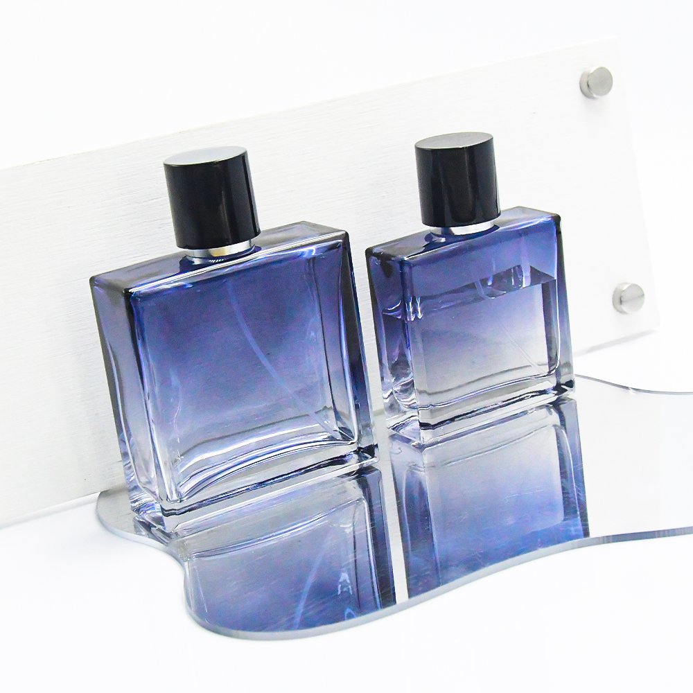 Custom Luxury 30ml 50ml 100ml Men Cologne Blue Square Glass Perfume Spray Bottle With Box