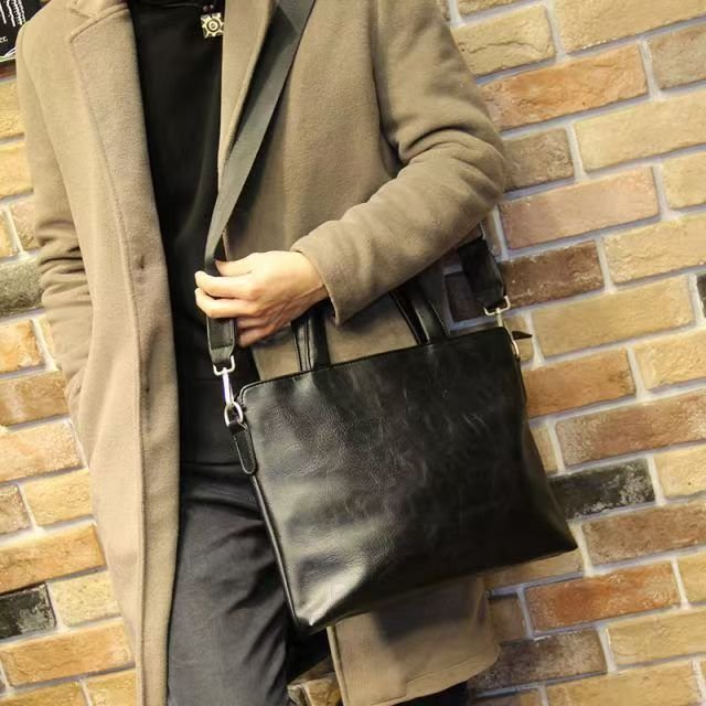 Handbag male briefcase Casual business single shoulder crossbody bag fashion brand new horizontal leather men's office bag