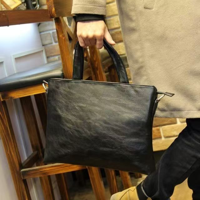 Handbag male briefcase Casual business single shoulder crossbody bag fashion brand new horizontal leather men's office bag