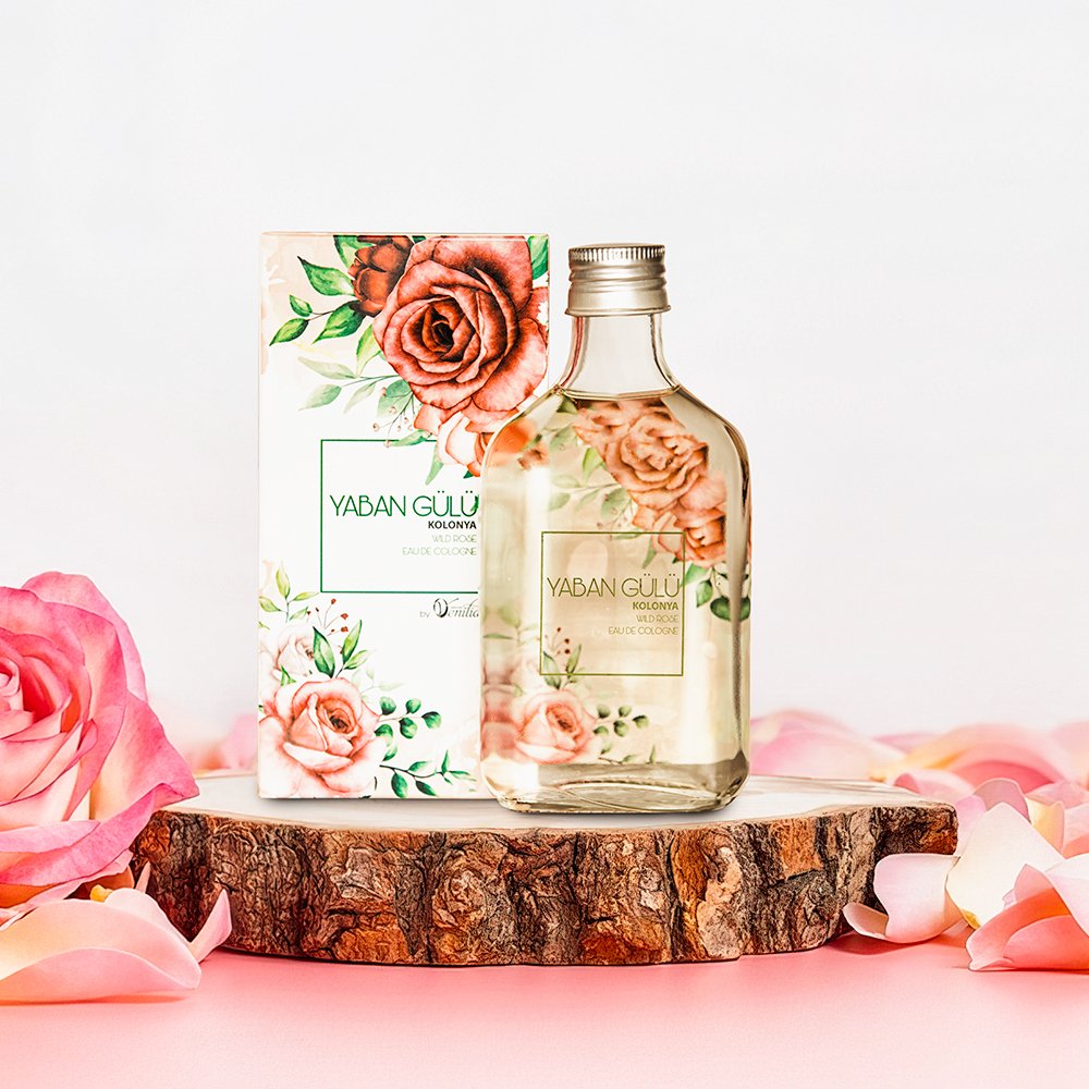 Wild Rose 80 Degree Eau De Cologne Glass Bottle 200 ML Private Label Customer Logo and Brand Flower Fragrance Made in Turkey