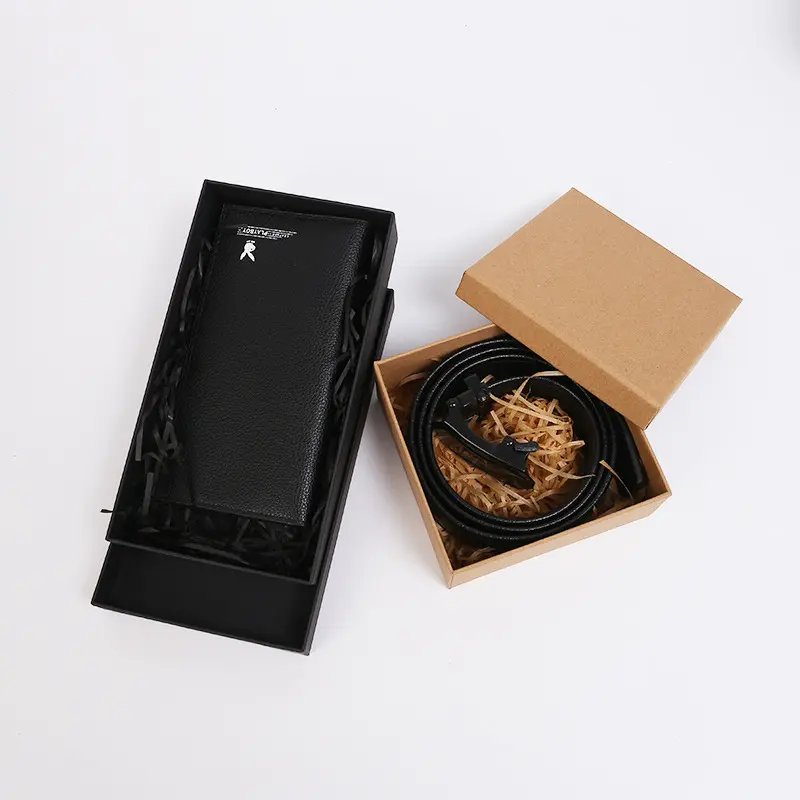 High Quality Cardboard Drawer Type Paper Box Men's Belt Purse Packaging Box Accept Custom Logo