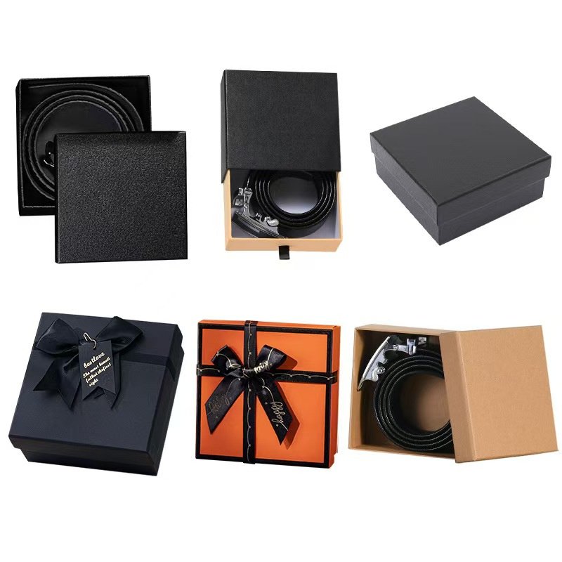 High Quality Cardboard Drawer Type Paper Box Men's Belt Purse Packaging Box Accept Custom Logo