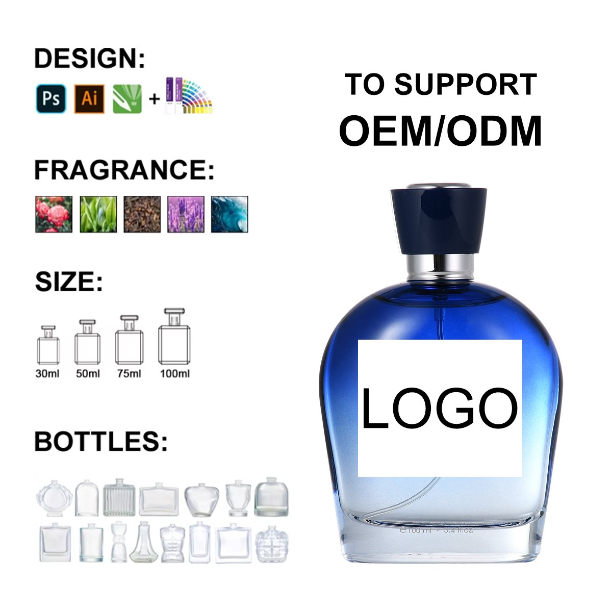 Wholesale 100ml OEM Perfumes Bottle Brand Original Men's Perfume Blue perfume