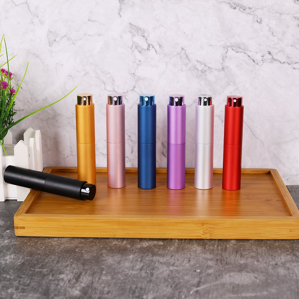High Quality Custom 20ml Black Travel Refillable Cologne Bottles Men Aluminum Glass Collar Metal Screw Skin Care Serum Cosmetics