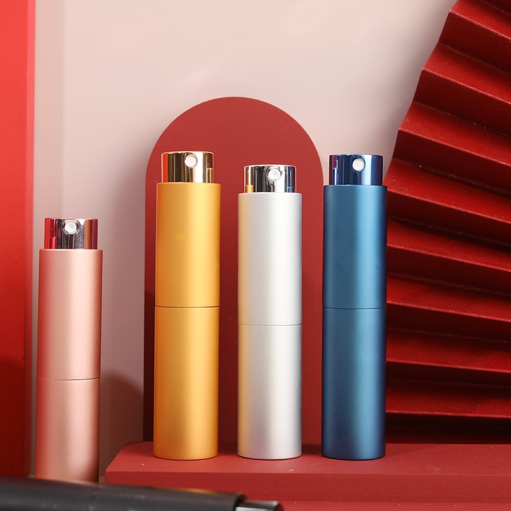 High Quality Custom 20ml Black Travel Refillable Cologne Bottles Men Aluminum Glass Collar Metal Screw Skin Care Serum Cosmetics