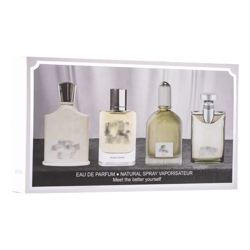Hot Sale 4pcs Men's Perfume Gift Set Long Lasting Strong 25ml Eau de Parfum New Style Body Spray and Deodorant Wholesale