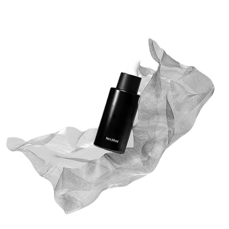 Gloss Black Men's 30ml 40ml 60ml Serum Dispenser Bottle Cosmetic Water Milk Essential Oil Glass Vials