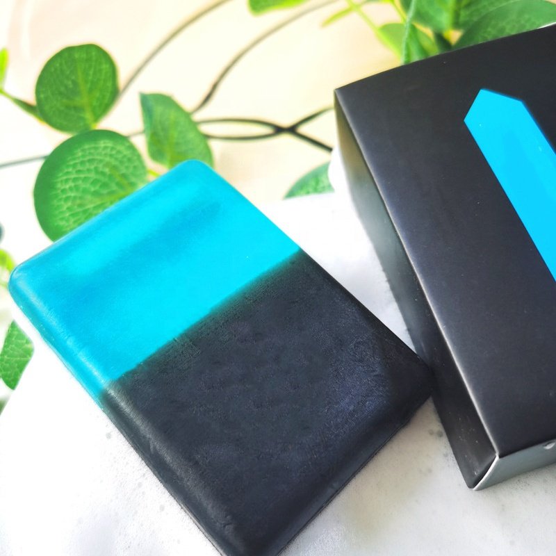 Hot Selling Organic Men's Soap With Gulong perfume Cleaning Pore Essential Oil Whitening Soap With double color handmade bar