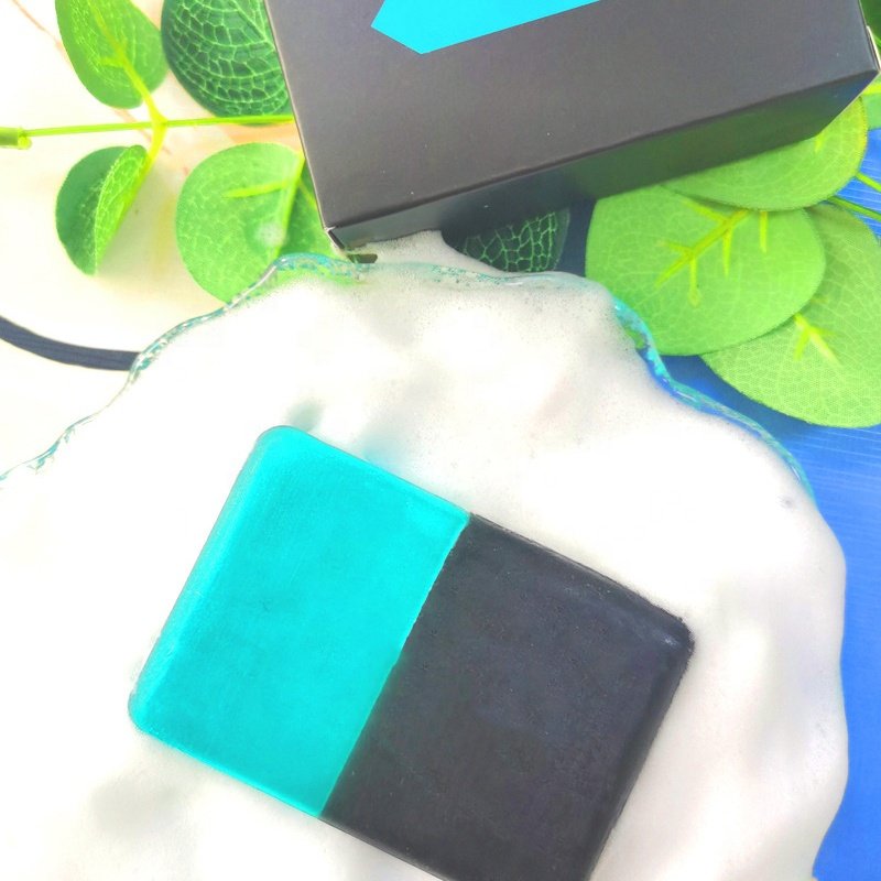 Hot Selling Organic Men's Soap With Gulong perfume Cleaning Pore Essential Oil Whitening Soap With double color handmade bar