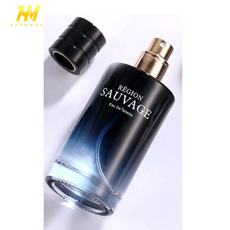 Luxury Customized 50ml Dark Blue Heavy Thick Base Cologne Bottle for Men High Quality With Nice Fragrance Spray
