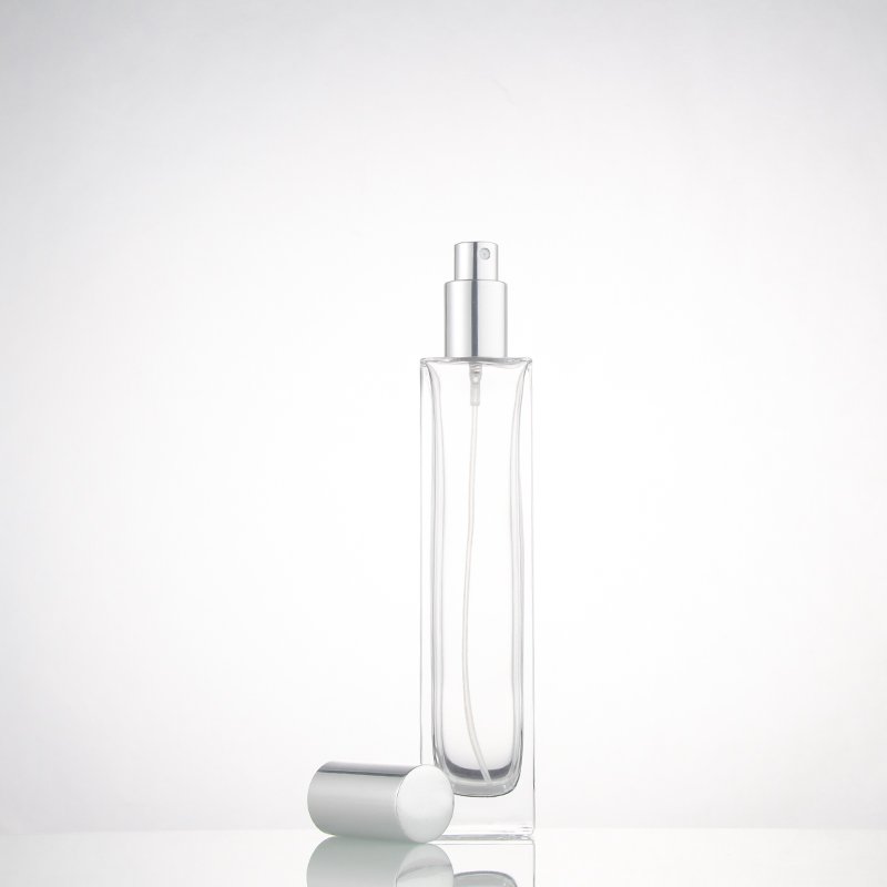 Custom oem empty 100ml flat square glass perfume bottle refillable men female spray bottle