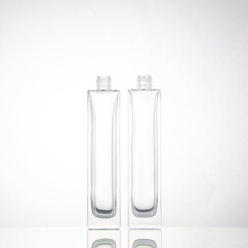 Custom oem empty 100ml flat square glass perfume bottle refillable men female spray bottle