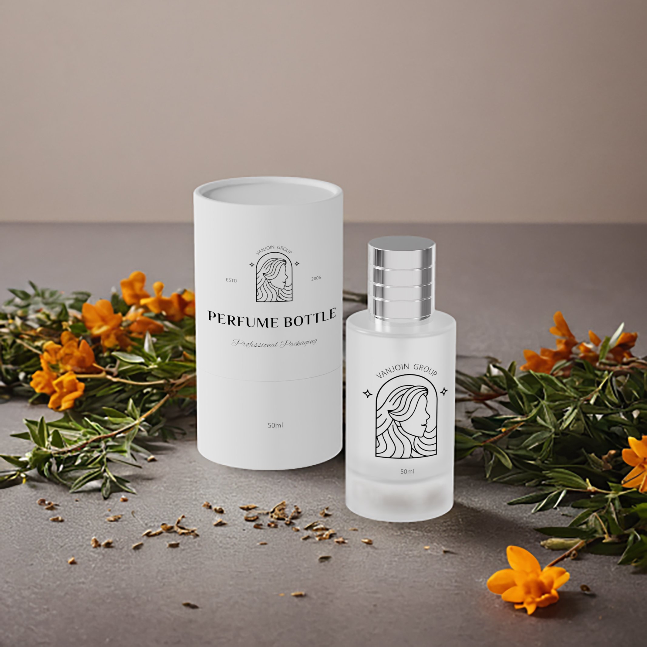 Wholesale Luxury Design 50ml 100ml Empty Cute Frosted Black Glass Perfume Bottle and Box Packaging Set