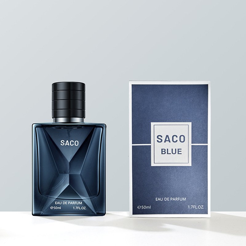 50ML Perfumes Blue Men's EDT - Persistent Woody Notes Enchanting Blue Cologne Light and Linger Fragrance for Him SACO-009