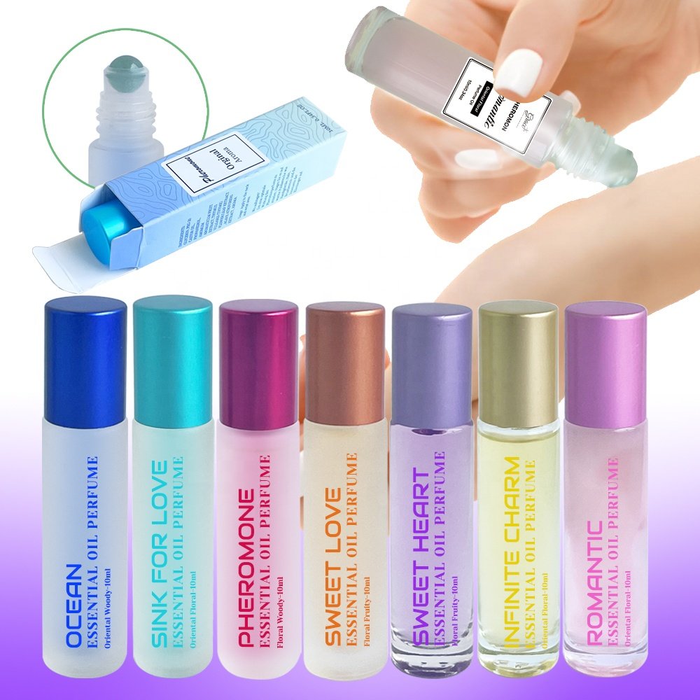 Wholesale Custom Logo 10ml travel size Sweet Floral Fruity Woody Unisex Ball Roller Essential Oil Roll-on Pheromone Perfume