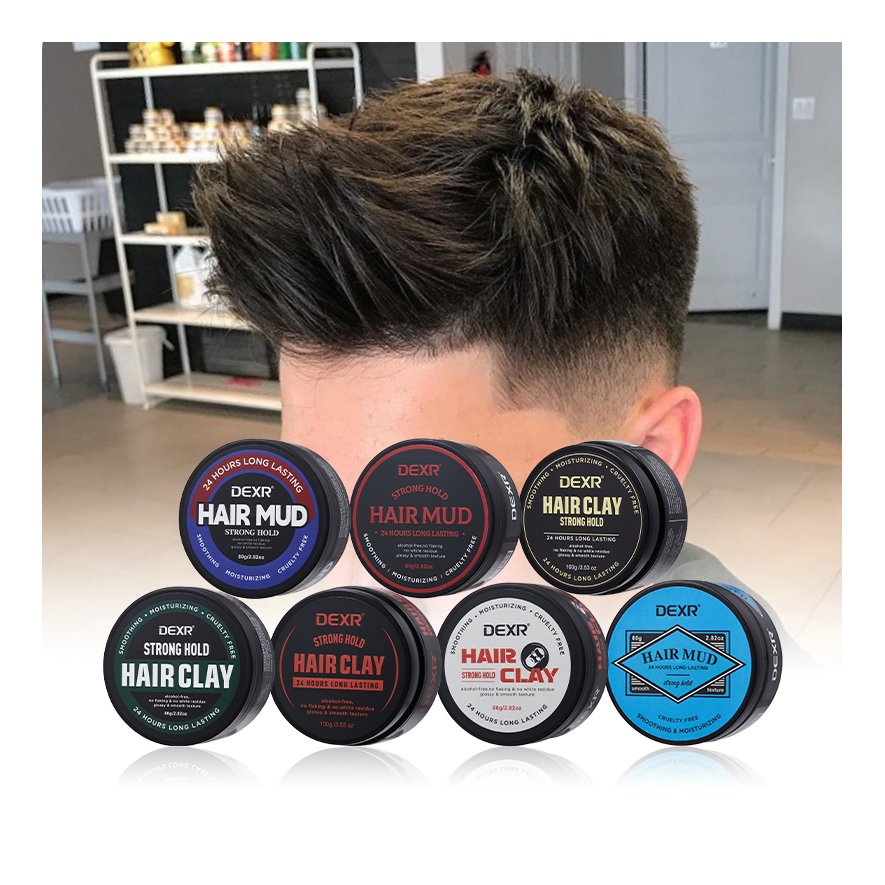 Private label hair care style clay products natural jojoba oil hair gel styling mud pomade long lasting matte paste for men