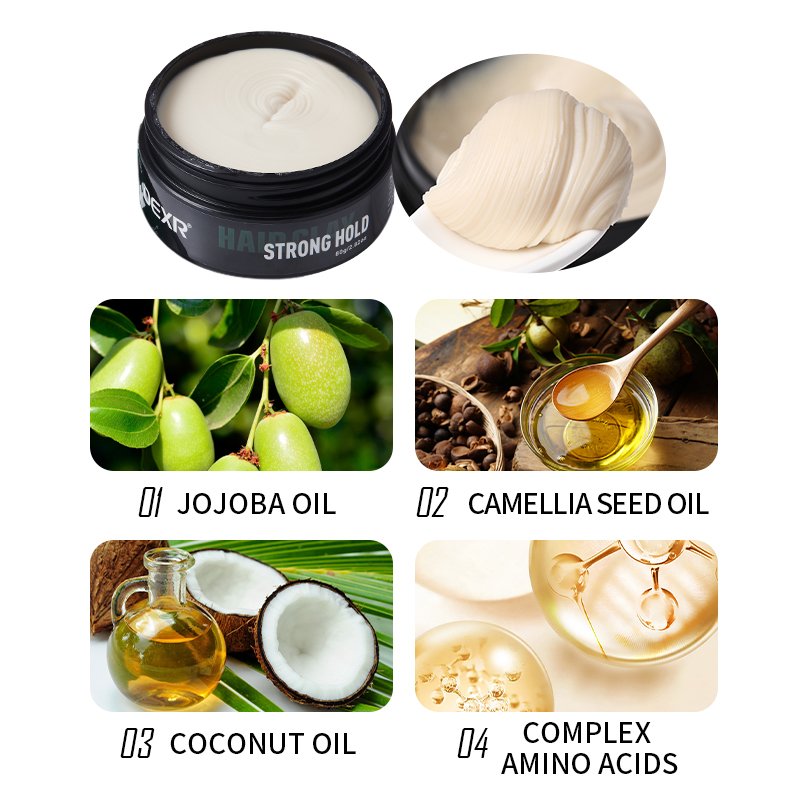 Private label hair care style clay products natural jojoba oil hair gel styling mud pomade long lasting matte paste for men