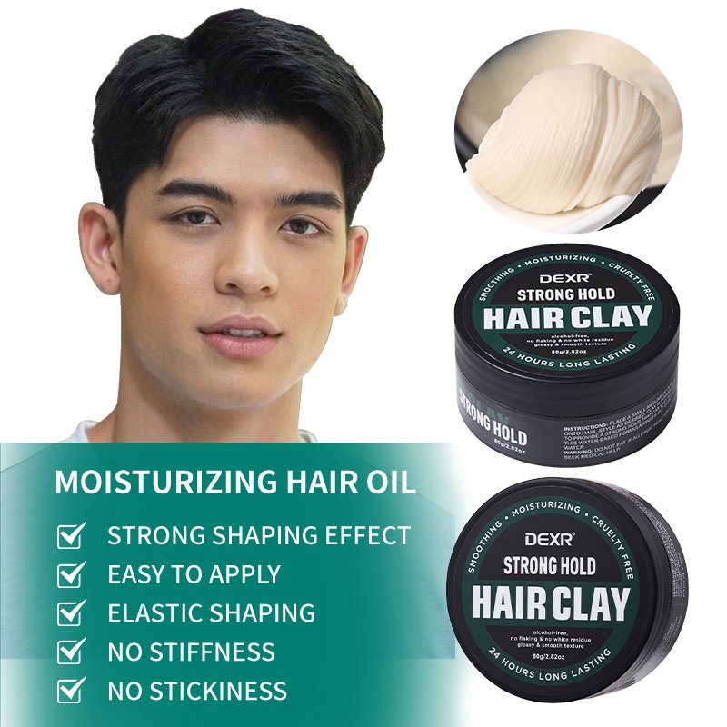 Private label hair care style clay products natural jojoba oil hair gel styling mud pomade long lasting matte paste for men