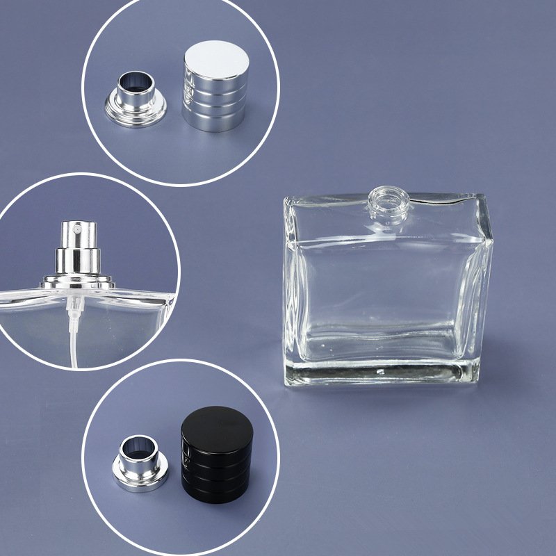 Wholesale men's 15 bayonet blue perfume bottle 50ml clear glass spray bottle 100ml empty bottle
