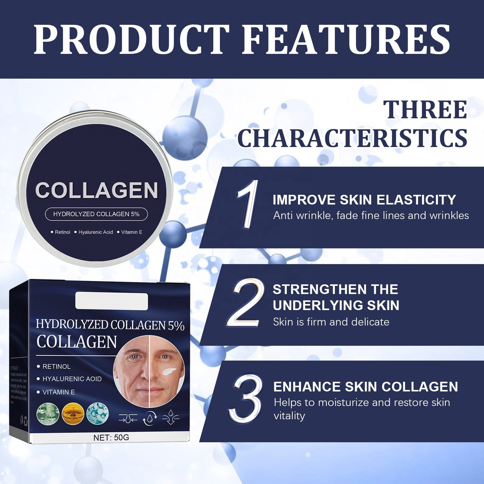 Factory Wholesale OEM Men's Anti-Aging & Anti-Wrinkle Cream - Moisturizing, Rejuvenating, Fine Lines Reduction & Skin Tightening