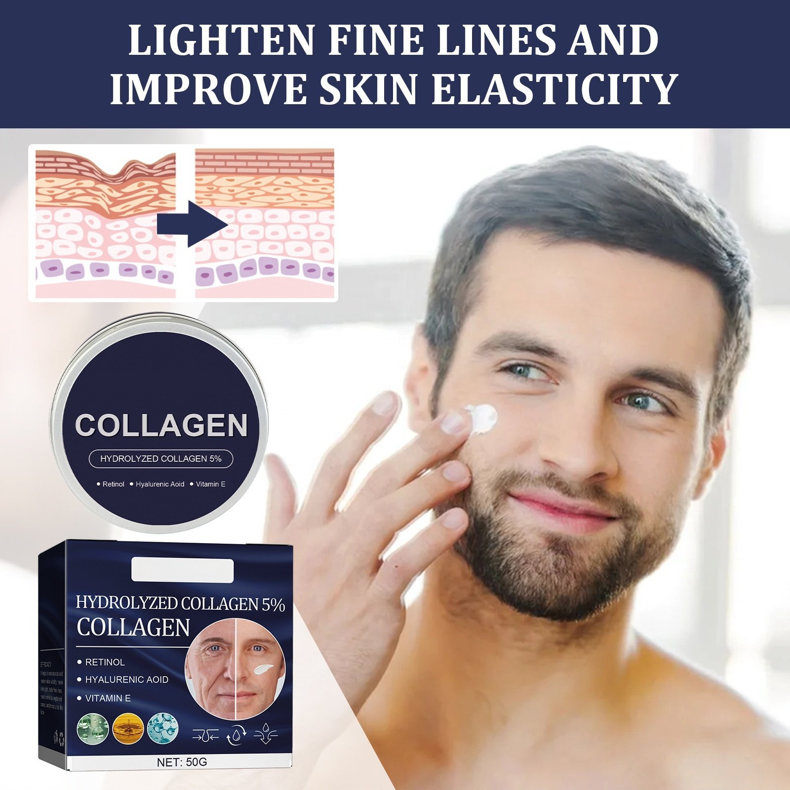 Factory Wholesale OEM Men's Anti-Aging & Anti-Wrinkle Cream - Moisturizing, Rejuvenating, Fine Lines Reduction & Skin Tightening