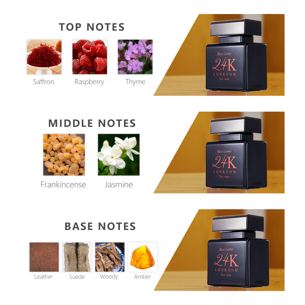 Factory wholesale original perfumes men cologne 24K Black Leather men's perfume deodorant body spray