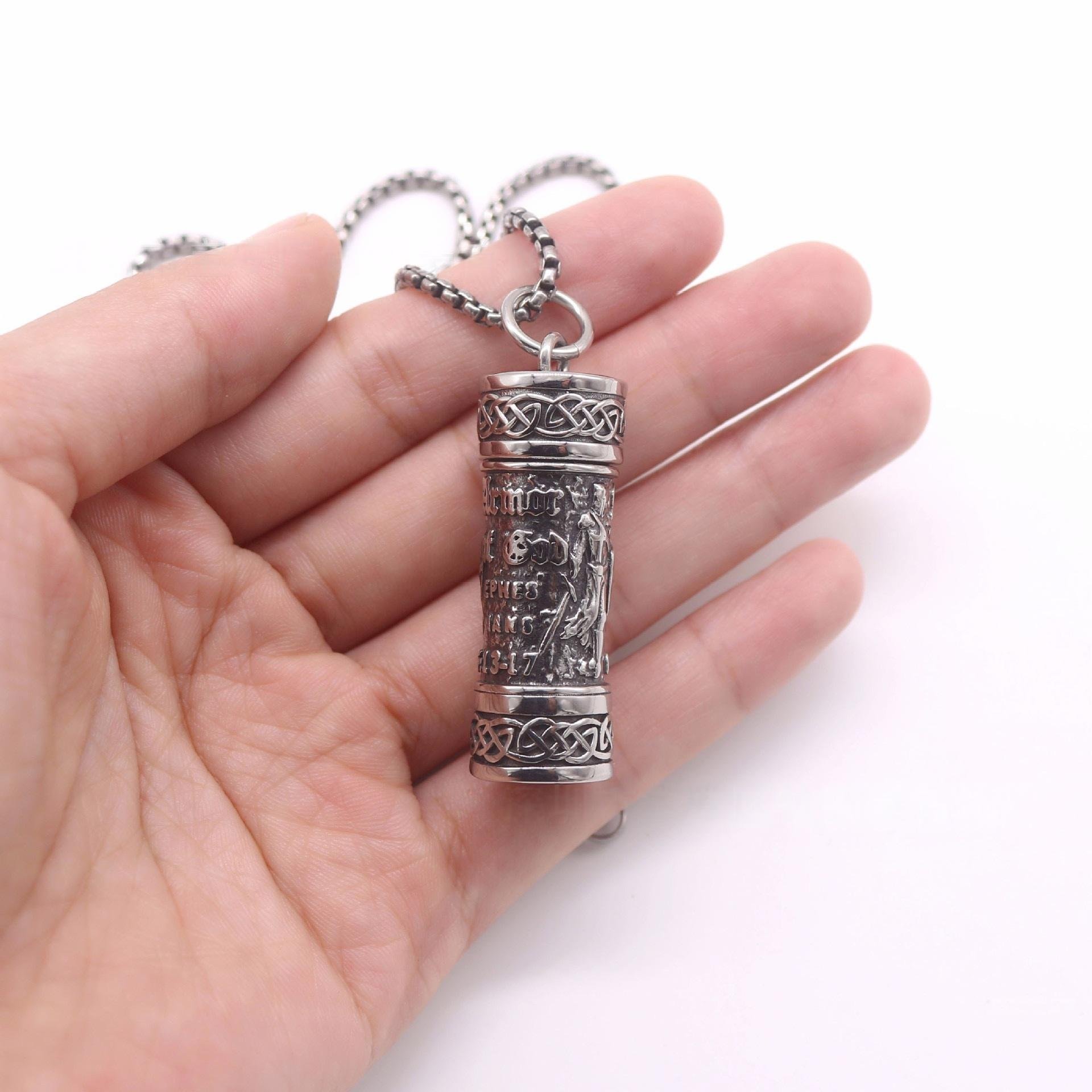 Stainless Steel Punk Hip-Hop Perfume Bottle Series Pendant, Titanium Steel Retro Openable Pendant Necklace, Men's Jewelry
