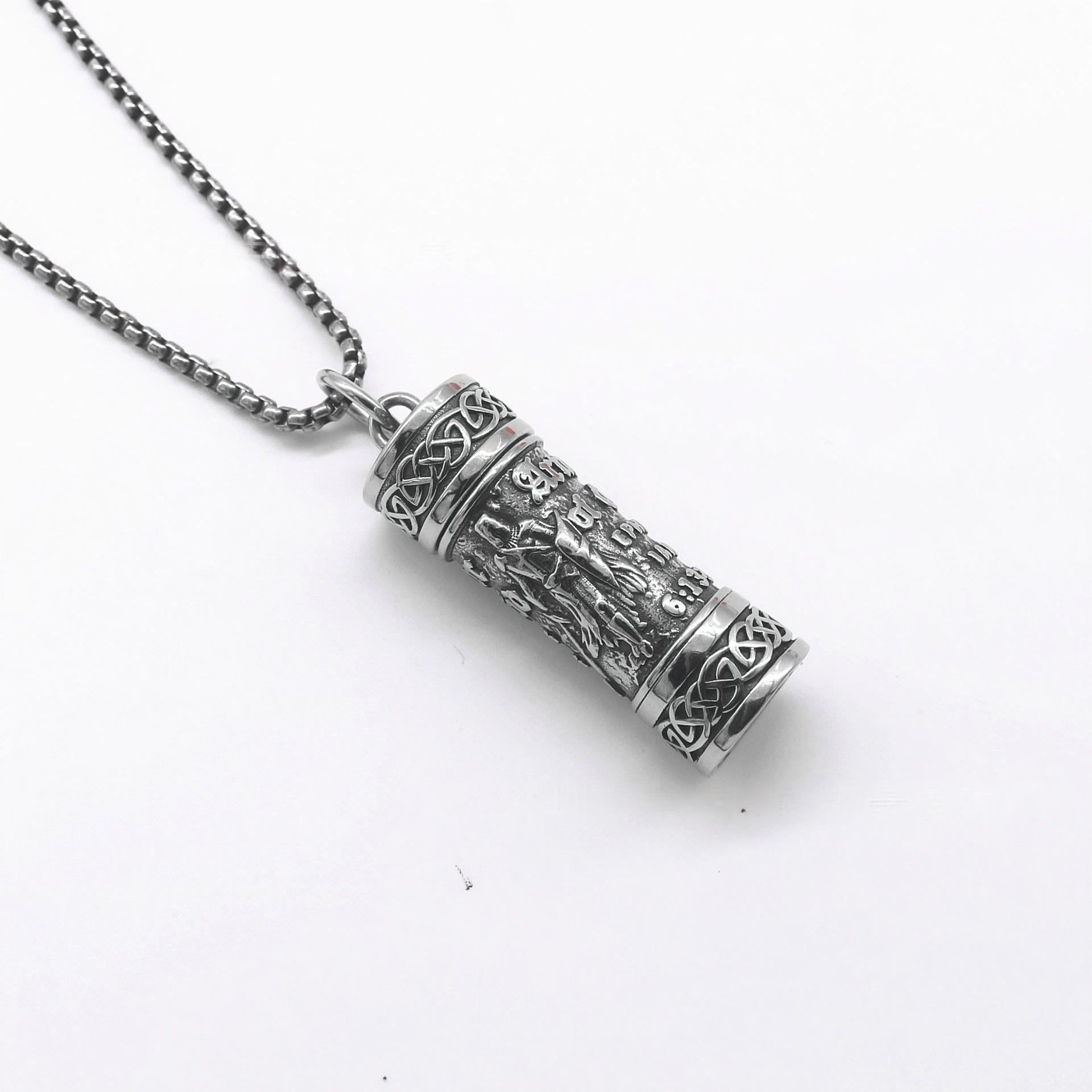 Stainless Steel Punk Hip-Hop Perfume Bottle Series Pendant, Titanium Steel Retro Openable Pendant Necklace, Men's Jewelry