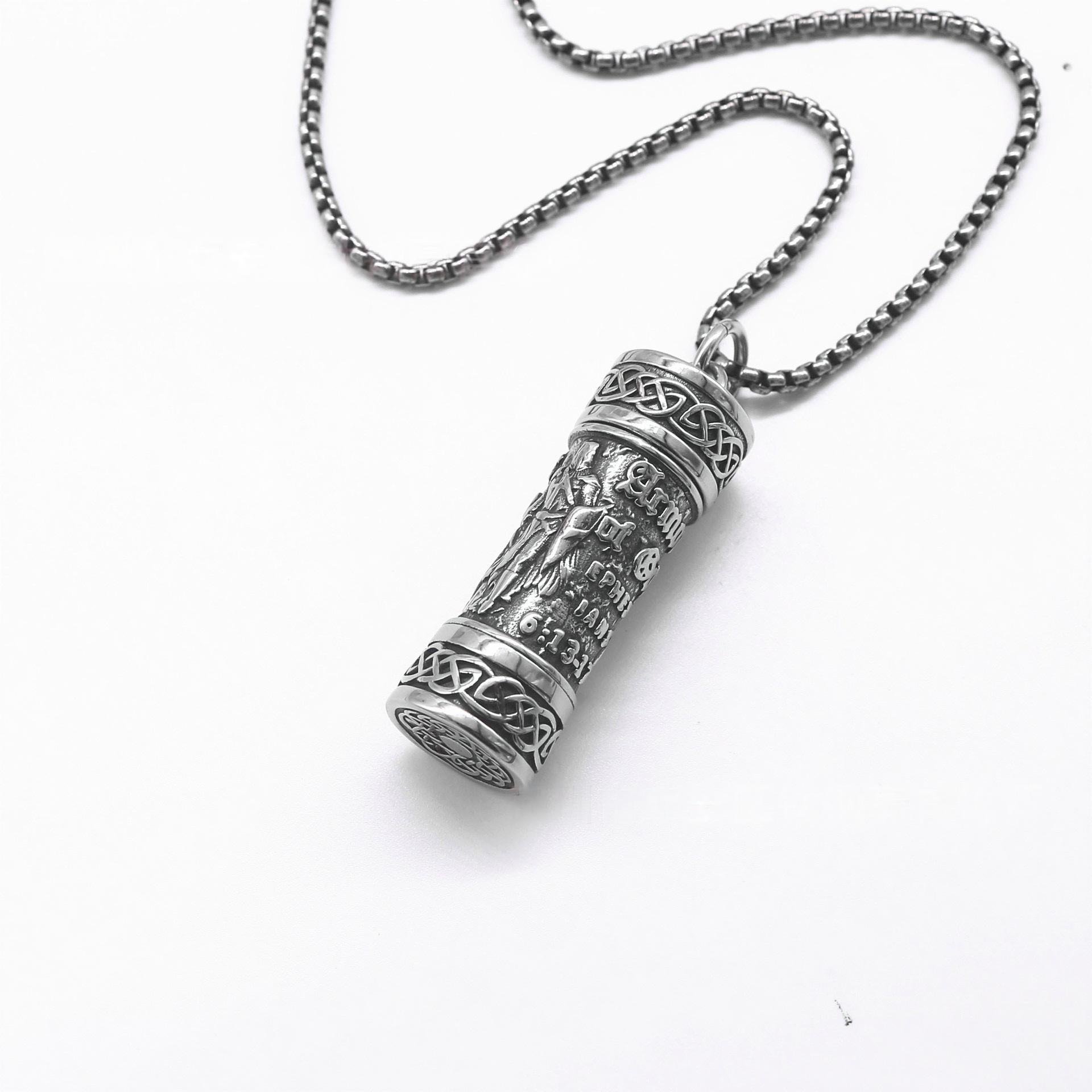 Stainless Steel Punk Hip-Hop Perfume Bottle Series Pendant, Titanium Steel Retro Openable Pendant Necklace, Men's Jewelry