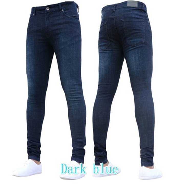 European American Cross-border Men's Slim-Fit Casual Pants Autumn Black Tight Leggings with Stretch Denim European Station