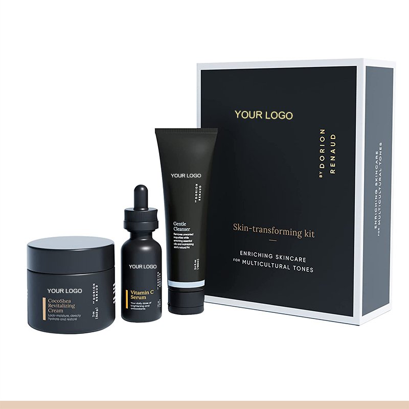 Private Label Natural Organic SkinCare Facial Shea Butter Cream Vitamin C Serum Cleanser Brightening Skin Care Set For Men Women