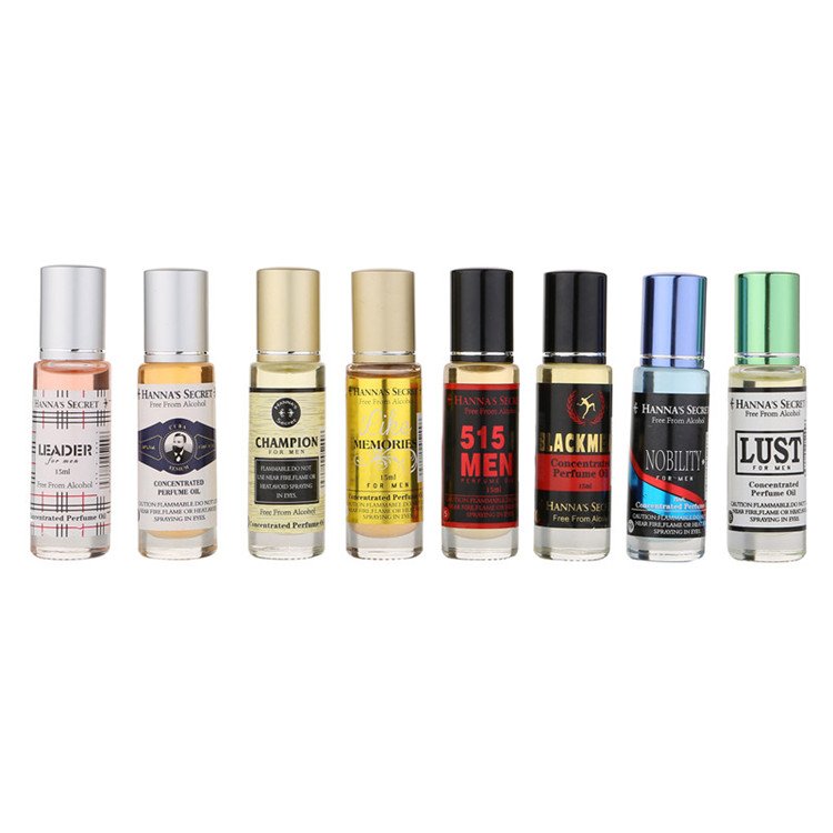M534B hot sale 15ML 8 types woody fragrance travel size glass bottle Roll-on oil perfume for men