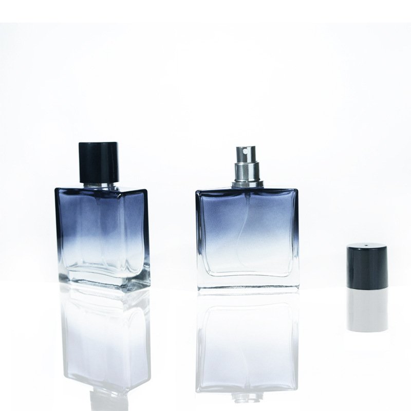 Custom logo gradient blue luxury men's perfume bottle glass empty spray bottle 30ml 50ml 100ml