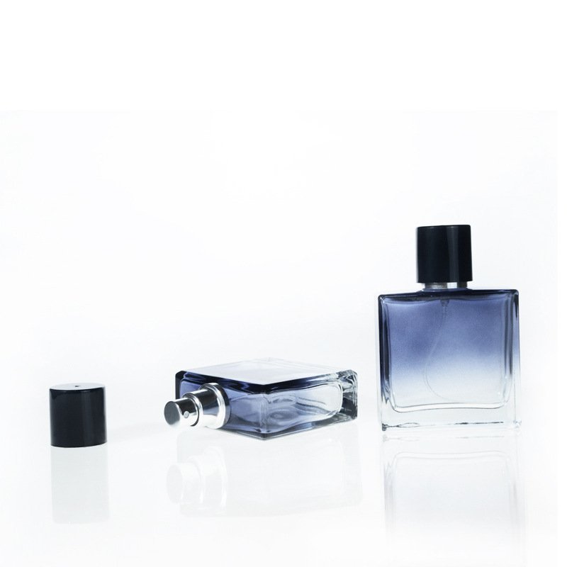 Custom logo gradient blue luxury men's perfume bottle glass empty spray bottle 30ml 50ml 100ml