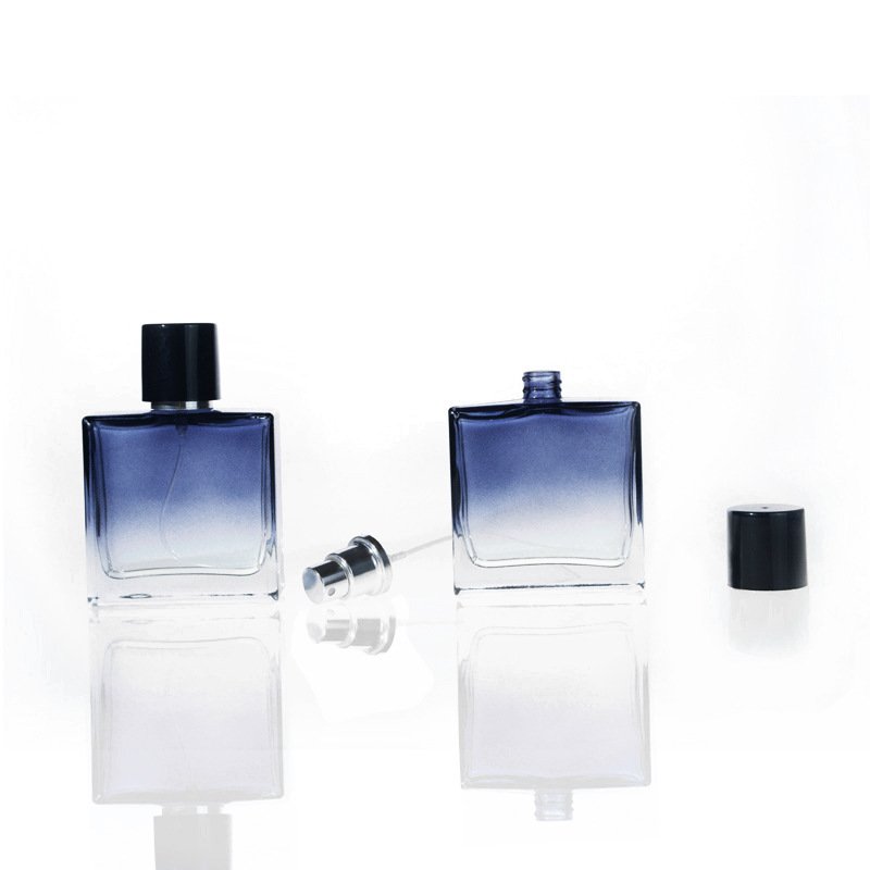 Custom logo gradient blue luxury men's perfume bottle glass empty spray bottle 30ml 50ml 100ml