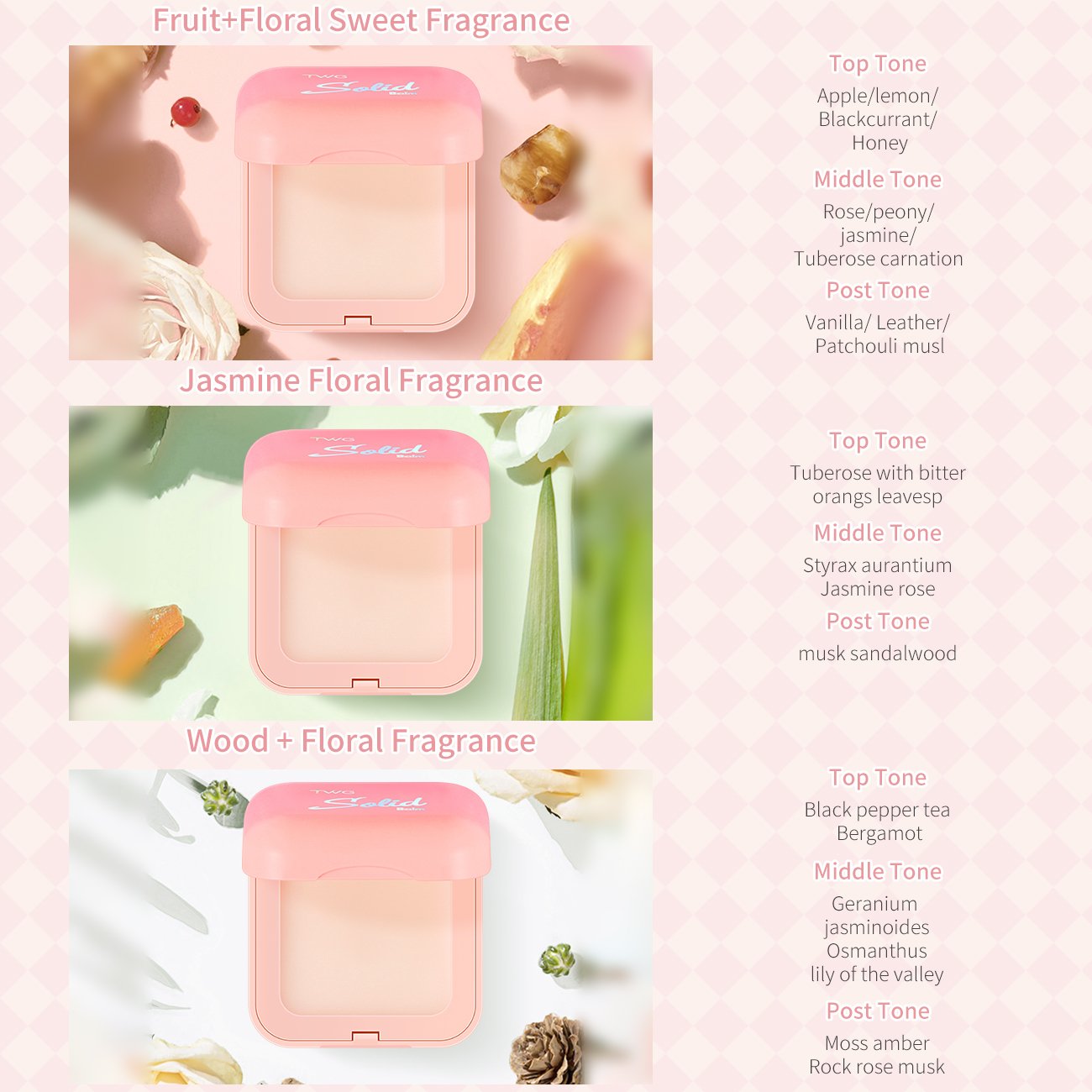 TWG Private Label pocket perfume Pink Floral Fragrance Women&Men Perfume Portable Travel Size Parfum Solid Perfume