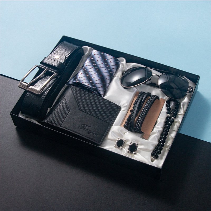 Men's Wallet Christmas Souvenir Gift Box Set Cross Border Business Tie Bracelet Belt Sunglasses Valentine's Day Gift Box