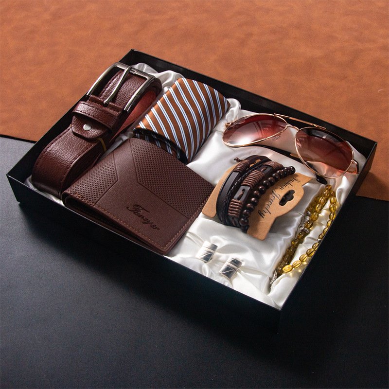 Men's Wallet Christmas Souvenir Gift Box Set Cross Border Business Tie Bracelet Belt Sunglasses Valentine's Day Gift Box