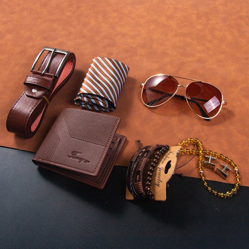 Men's Wallet Christmas Souvenir Gift Box Set Cross Border Business Tie Bracelet Belt Sunglasses Valentine's Day Gift Box