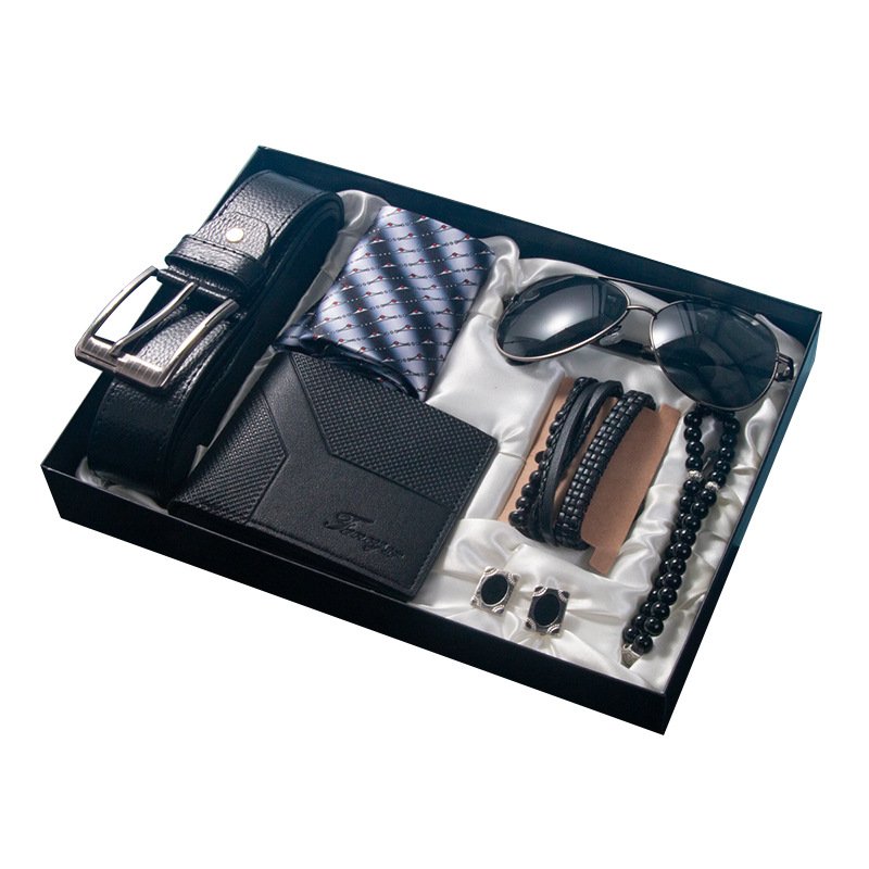 Men's Wallet Christmas Souvenir Gift Box Set Cross Border Business Tie Bracelet Belt Sunglasses Valentine's Day Gift Box