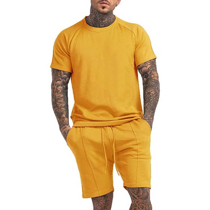 High Quality Men's Casual Two-piece Set Short Sleeve T-shirt Shorts Wholesale Clothing Men's Two-piece Set