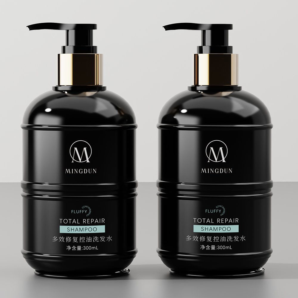 300ml PETG Empty Flat Fashion Men's Body Wash Shampoo Cosmetic Bottles With Pump