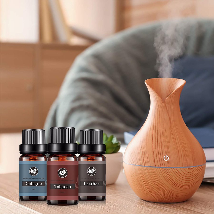 Kanho Gentlemen Leather Tobacco Teakwood Rum Cologne Sandalwood Diffusing Essential Oil 6-bottle Set
