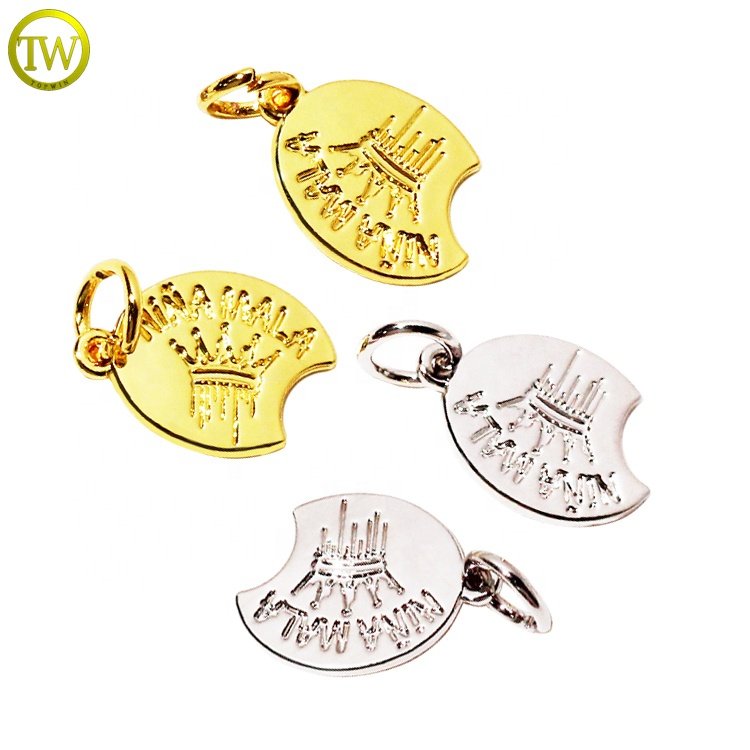 Fashion designer perfume bottle metal hang tags wholesale necklace accessory metal gold logo chain pendant for leather bracelet