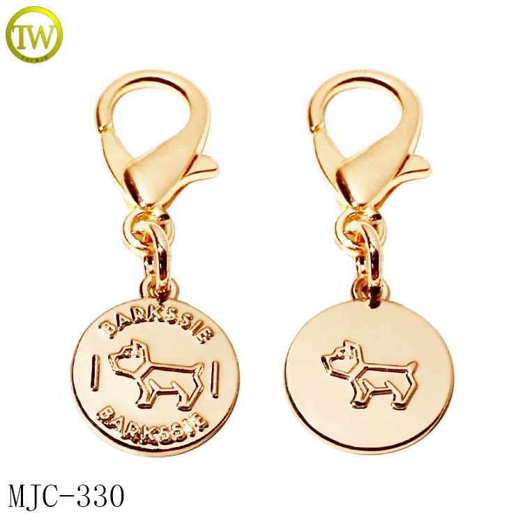 Fashion designer perfume bottle metal hang tags wholesale necklace accessory metal gold logo chain pendant for leather bracelet