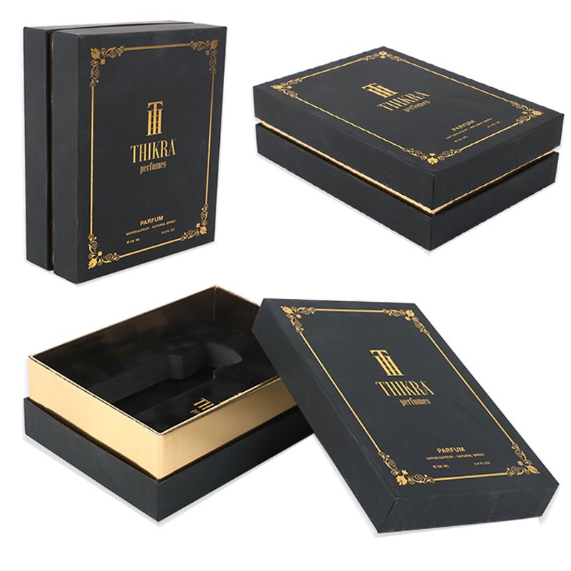 Luxury elegant 30ml 50ml 100ml black men's cologne perfume bottle gift boxes personal care package silk insert perfume boxes