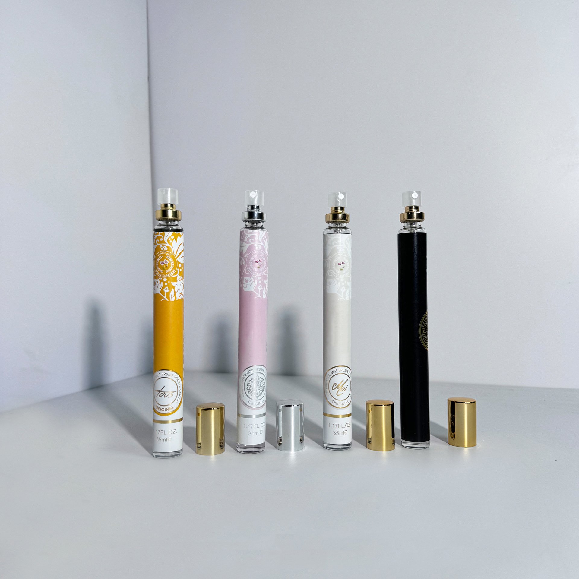 24Pcs Yellow 35Ml Pen-Shaped Men'S Perfume Arabic Sample Parfum Oriental Long-Lasting Fragrance Body Perfume Spray Wholesale
