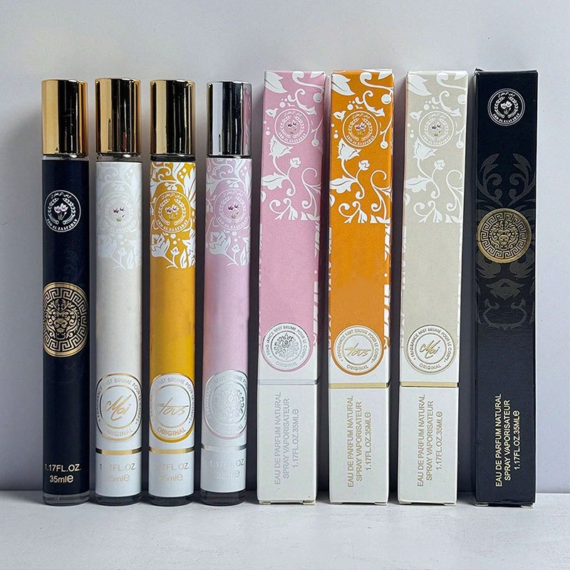 24Pcs Yellow 35Ml Pen-Shaped Men'S Perfume Arabic Sample Parfum Oriental Long-Lasting Fragrance Body Perfume Spray Wholesale