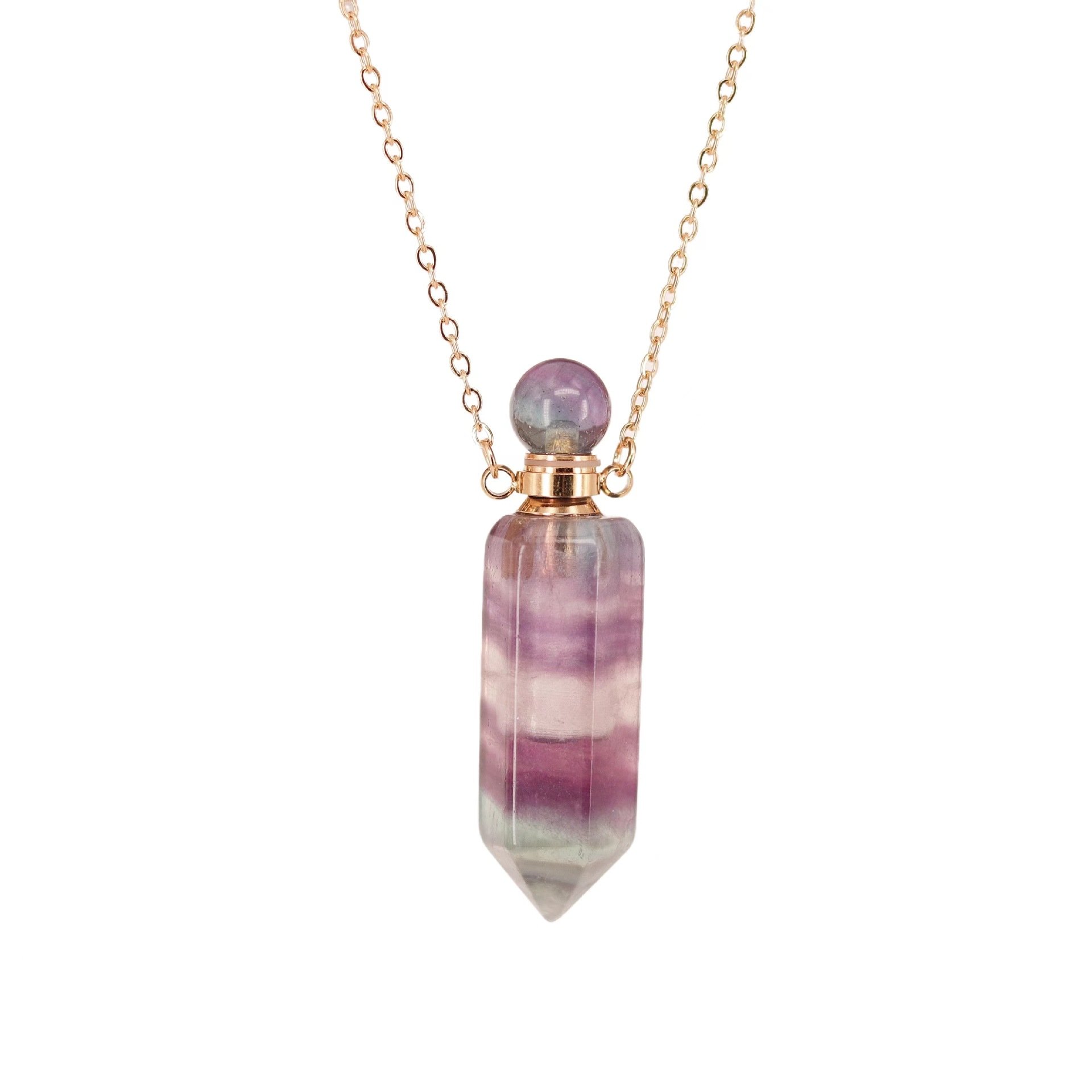 Hexagonal prism ball crystal pillar massage gemstone essential oil bottle pendant necklace fashion accessory gift